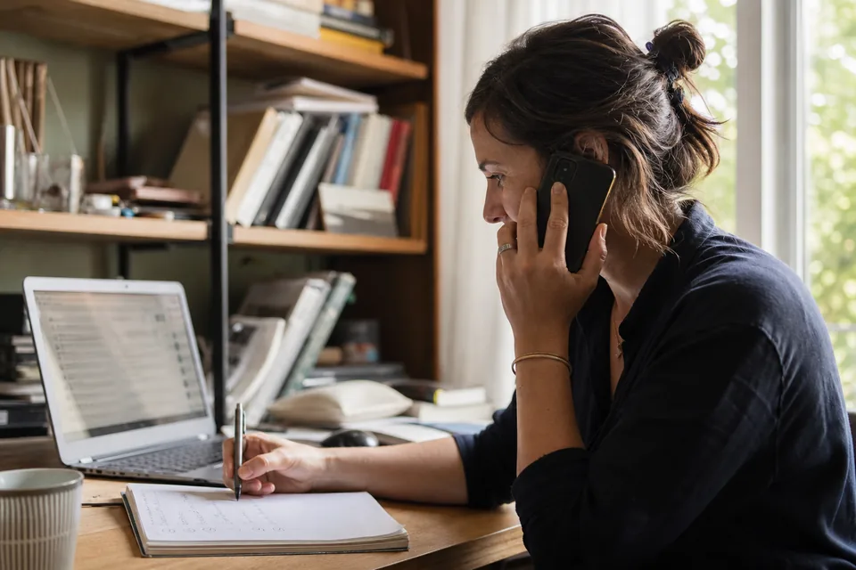 Account manager on a call with a customer