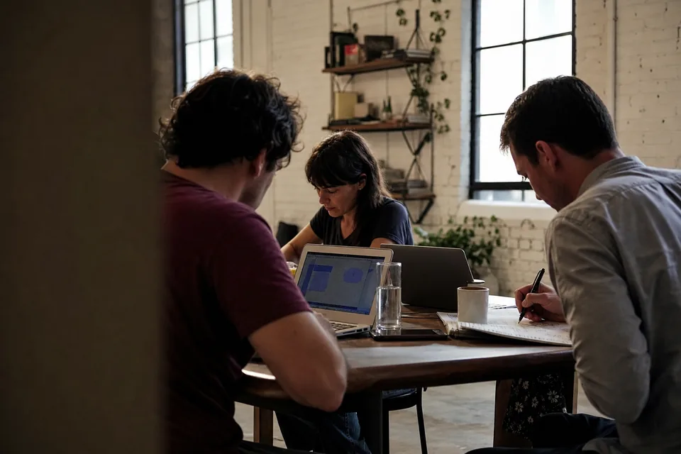 Small software team in a planning meeting